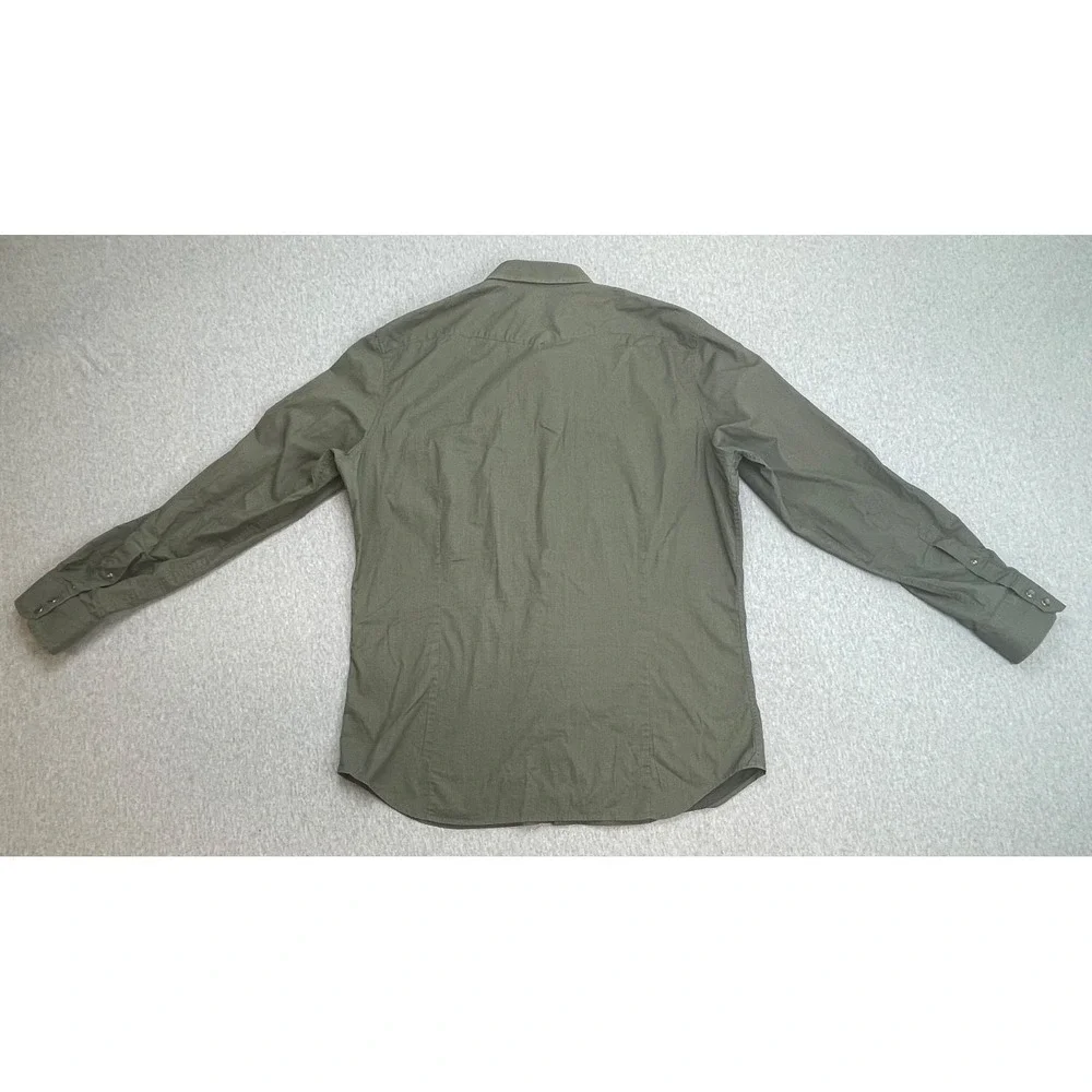 Banana Republic Shirt Mens Large Cotton Blend Stretch Slim Button Up Pearl Snap